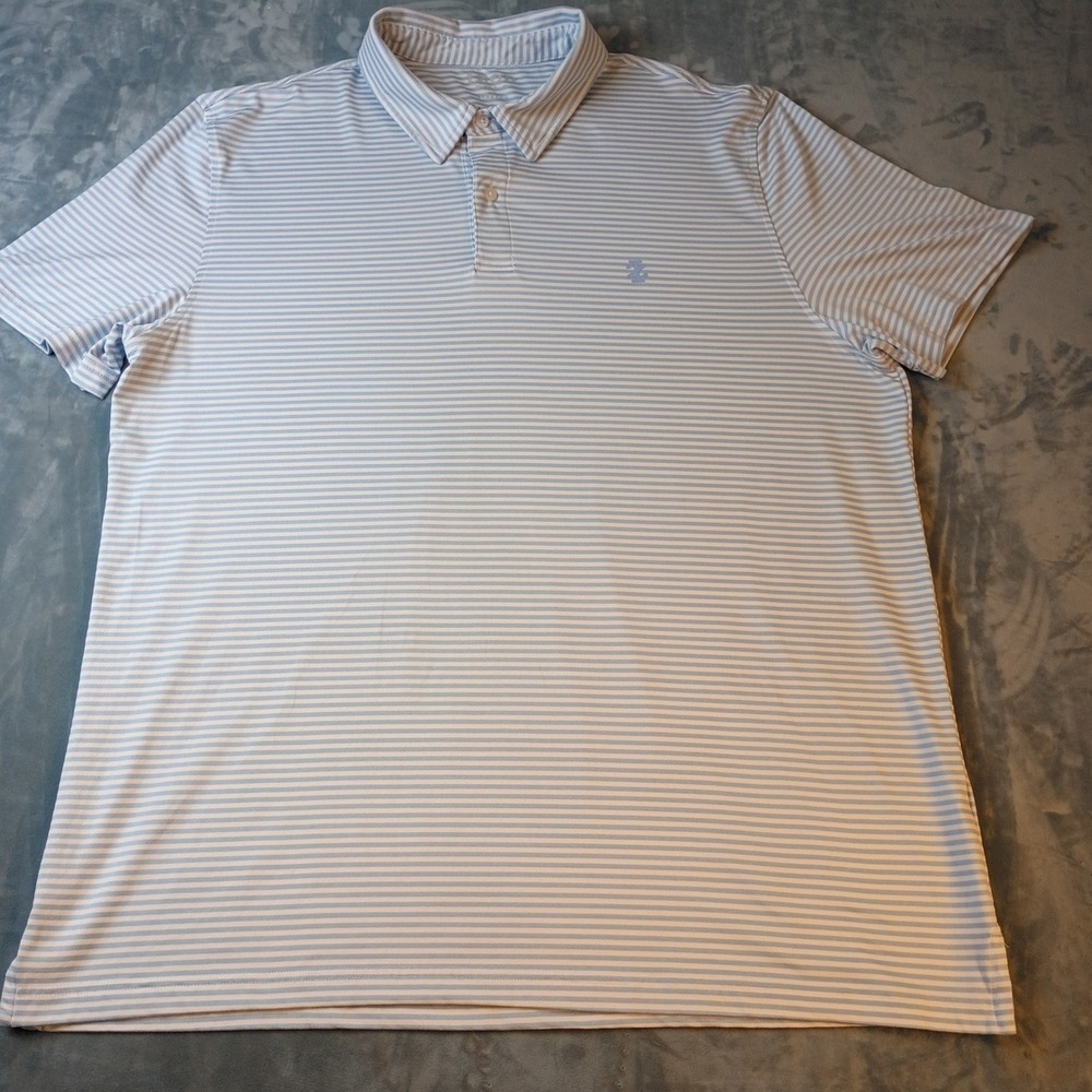IZOD Golf Mens XL Light Blue White Striped Short Sleeve Stretch Polo Shirt
